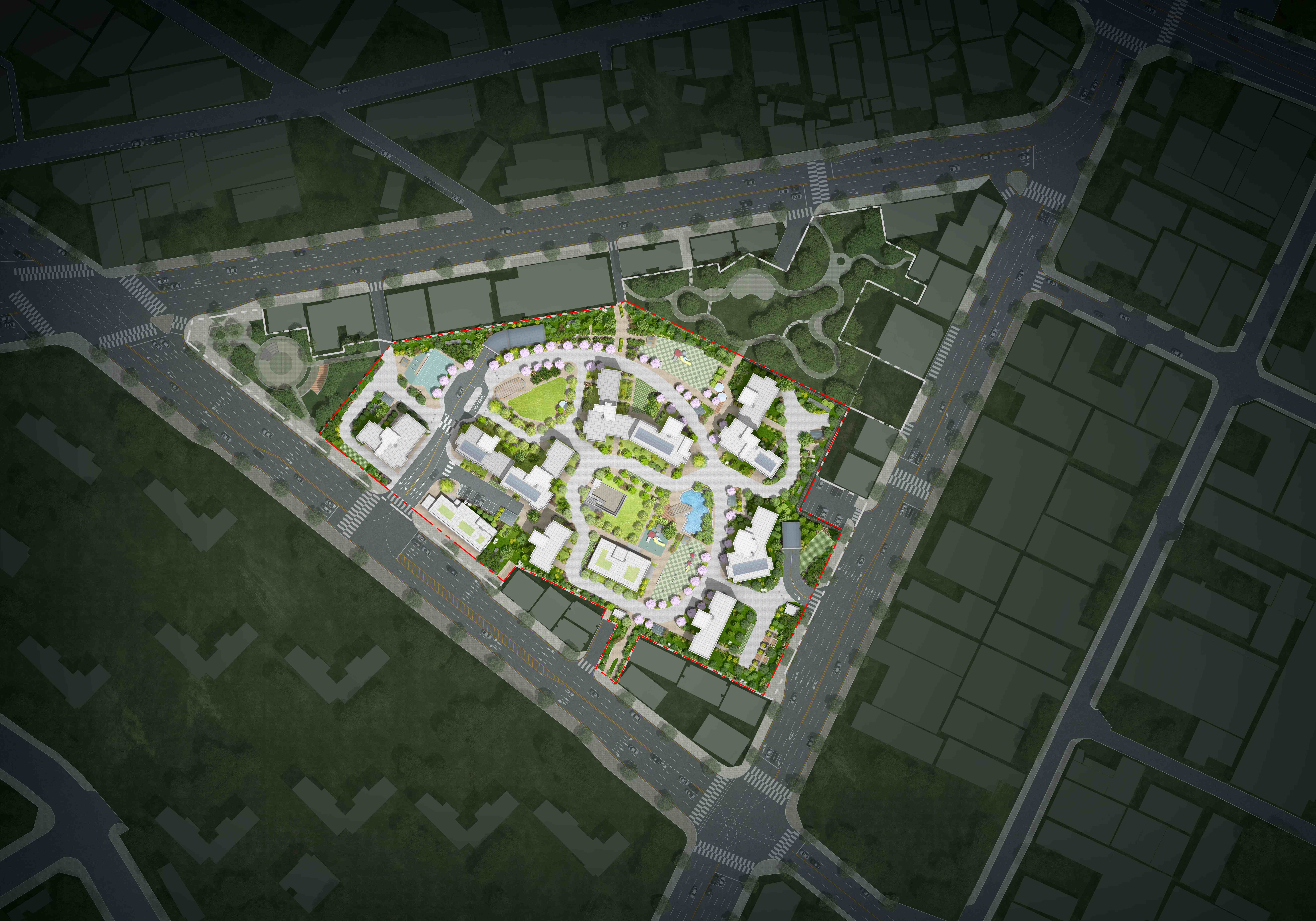 두산위브 더센트럴 도화 배치도 - 단지 전체 배치 계획